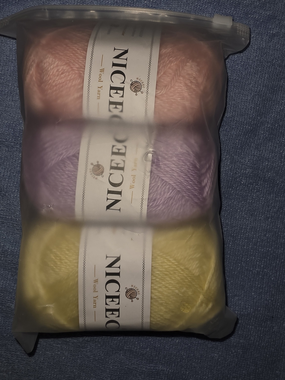 Soft Pastel Wool Yarn Trio - Pink, Lavender, Yellow